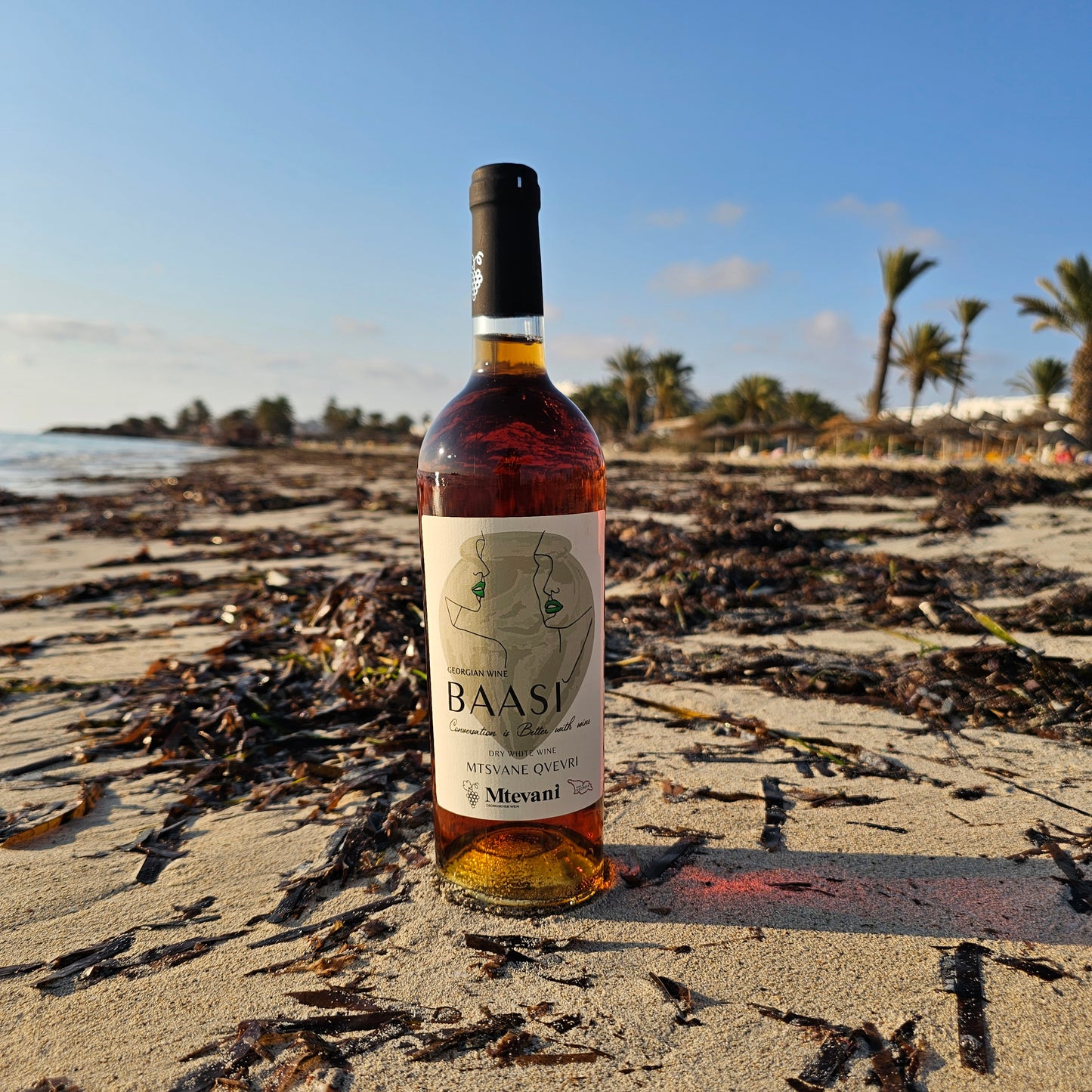 Baasi Mtsvane Qvevri 2023 – traditioneller Qvevri-Wein, naturbelassen und kraftvoll, bernsteinfarben, perfekt für Weinliebhaber und Fans handwerklicher Orange-Weine