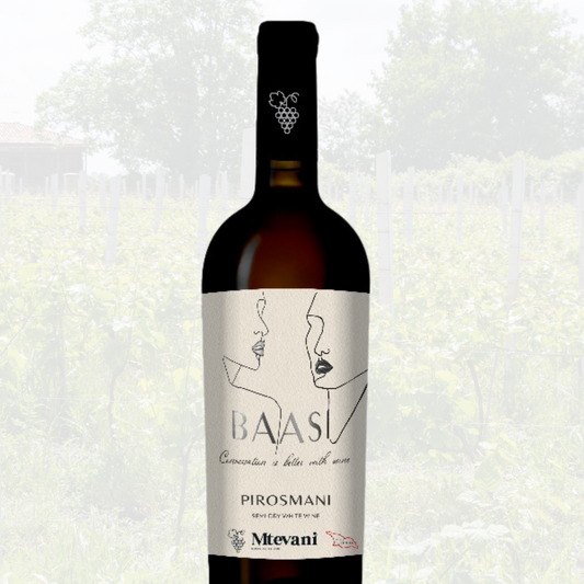 Baasi Pirosmani 2024 – Medium Sweet Weißwein aus Rkatsiteli-Trauben der georgischen Region Kakheti, bernsteinfarben, frisch-fruchtig und elegant