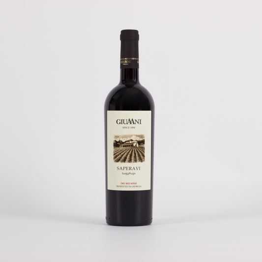 Saperavi Giuaani 2022 – trockener Rotwein aus Manavi, Sagarejo, Georgien, dunkelrubinrot mit Aromen von schwarzen Beeren und Kirschen