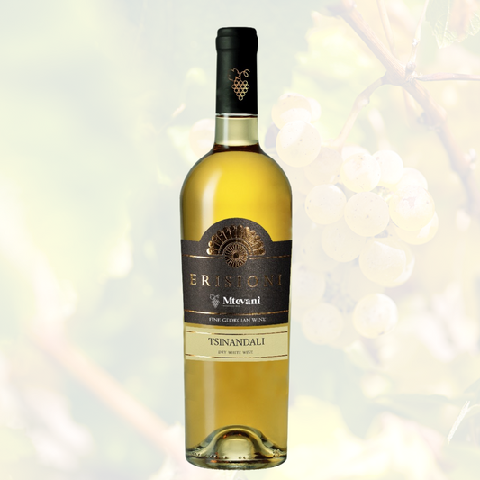 Tsinandali 2024 – trockener Weißwein aus Kakheti, Georgien, Rkatsiteli und Mtsvane Trauben, helle brillante Farbe, fein ausbalanciert und elegant